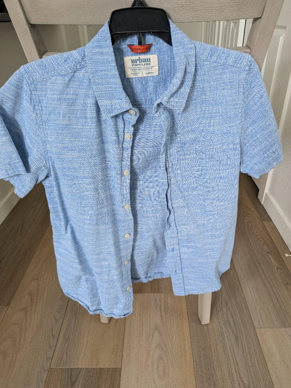 Boys Blue Urban Pipeline Button Up Short Sleeve Shirt